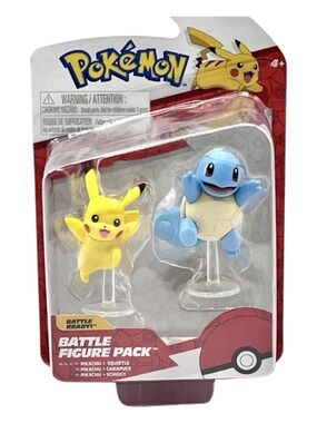 Pokemon Battle Figure Pack: Squirtle and Pikachu New